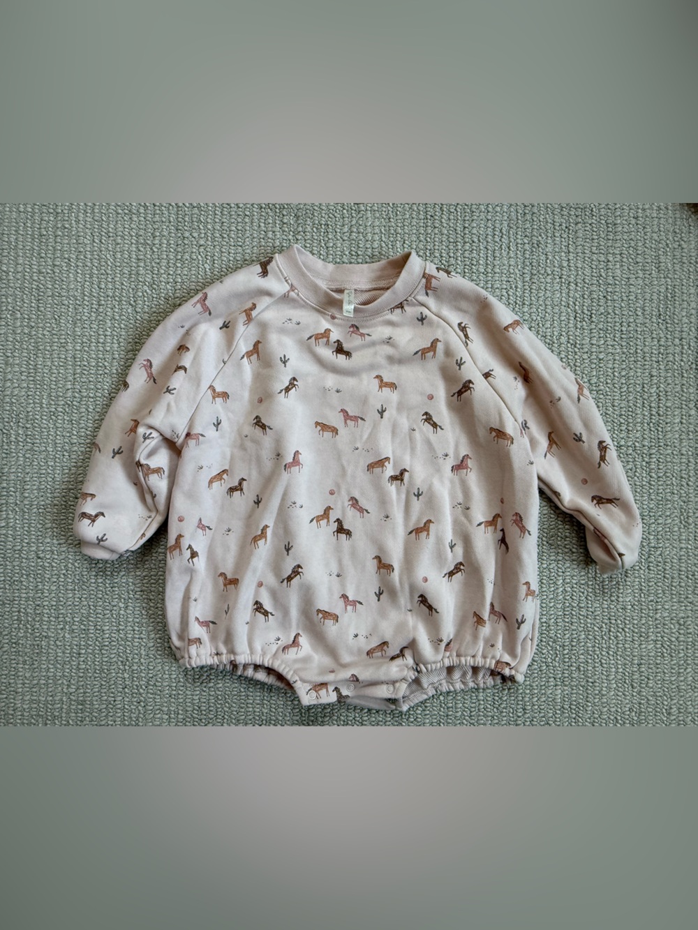 Rylee + Cru Pale Pink Horse Long-Sleeve Romper